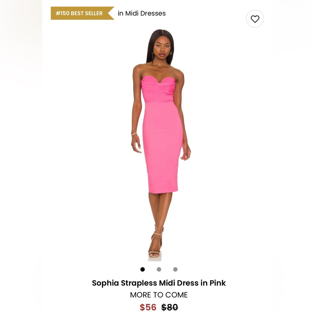 More To Come Sophia Midi Dress Pink Strapless Dress Current on Revolve Size S - Picture 4 of 7